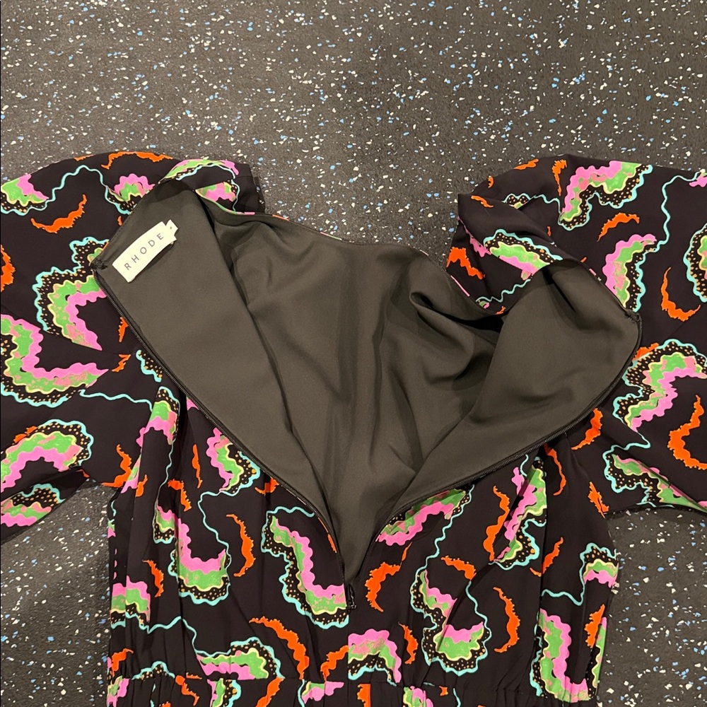 RHODE lined black multi colors Mini Dress Size 8 - Picture 5 of 6